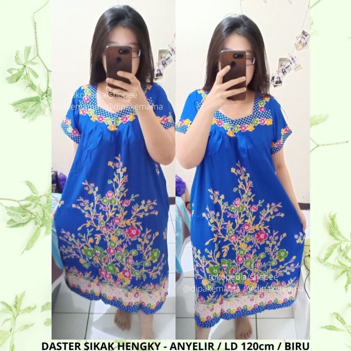 Daster Hengky Sikak ANYELIR TERBARU SEPATU BINTANG roda Baju Tidur Daster Batik Murah Harga Pabrik DASTER WANITA TERLARIS-ANYELIR-Biru