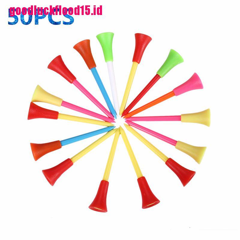 (LUCKID) 50pcs / Kantong Tee Bola Golf Bahan Plastik + Karet Ukuran 83mm