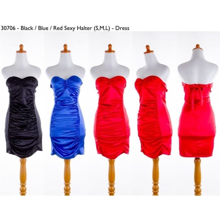 dress bodycon, dress pesta mini, sexy, satin silk, merah, biru, hitam
