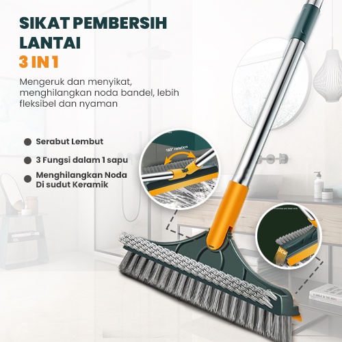 Sikat Pembersih Lantai Serbaguna 3 in 1  Cleaning Brush Broom Mop Cleaner