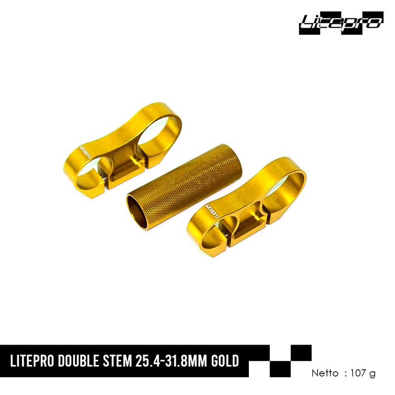 LITEPRO DOUBLE STEM 25.4-31.8MM GOLD