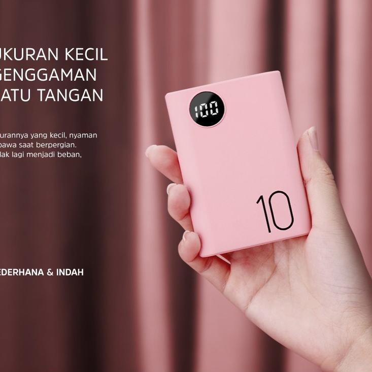 Terjangkau Power Bank Dual USB LCD BASIKE 10000 mAh Mini Fast Charging 2 Input Original Android univ