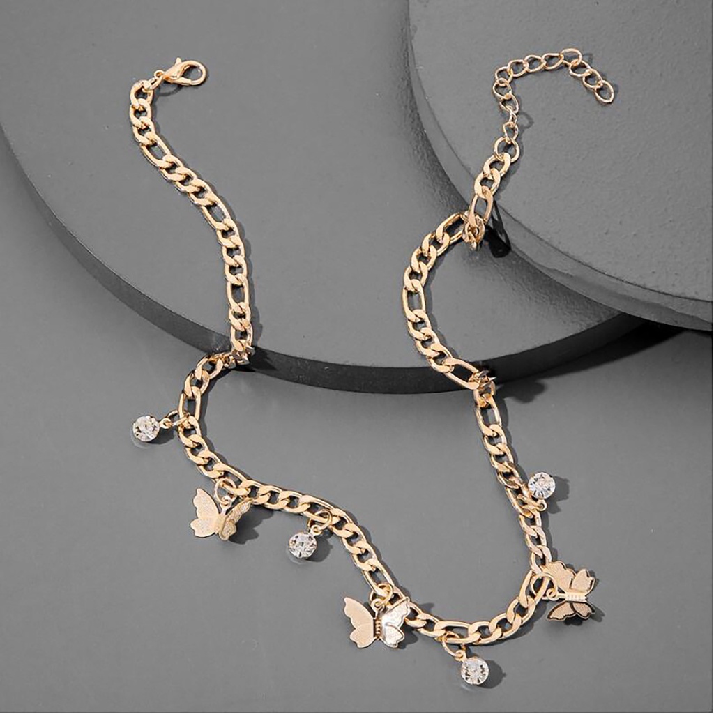 AZ244 Kalung Liontin Sambung Kepribadian rantai klavikula kupu-kupu liar Kalung Korea sederhana Necklace Chain/Kalung Berlian Kupu-kupu