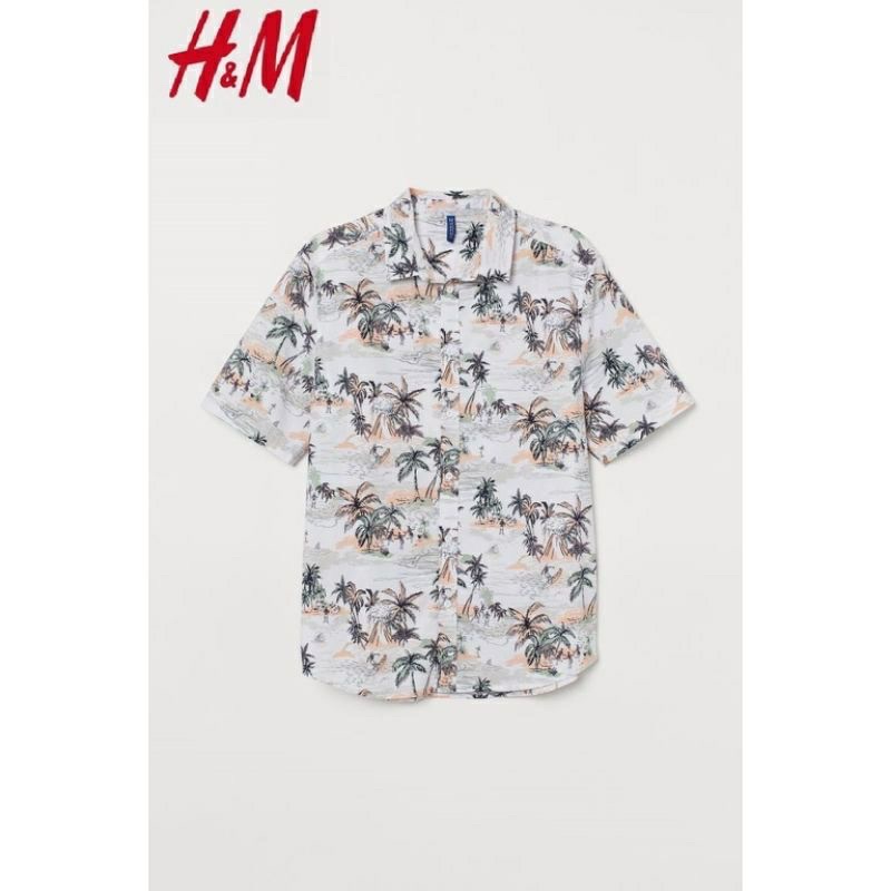 KEMEJA PRIA | KEMEJA H&M PRIA MOTIF KELAPA 100%ORIGINAL DIVIDED