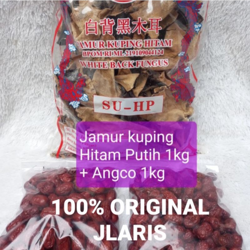 

Jamur kuping Hitam putih Su Brand 1kg + Angco 1kg