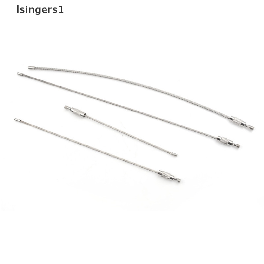 (lsingers1) 10pcs Gantungan Kunci Kabel Bahan Stainless Steel Ukuran 10 / 15 / 20cm Untuk Hiking