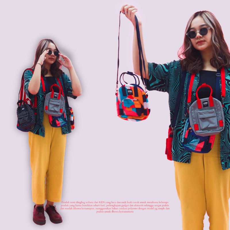 RAVEN - Sling bag wanita pria // mini sling bag printing // tas selempang lucu - KEN FACTORY