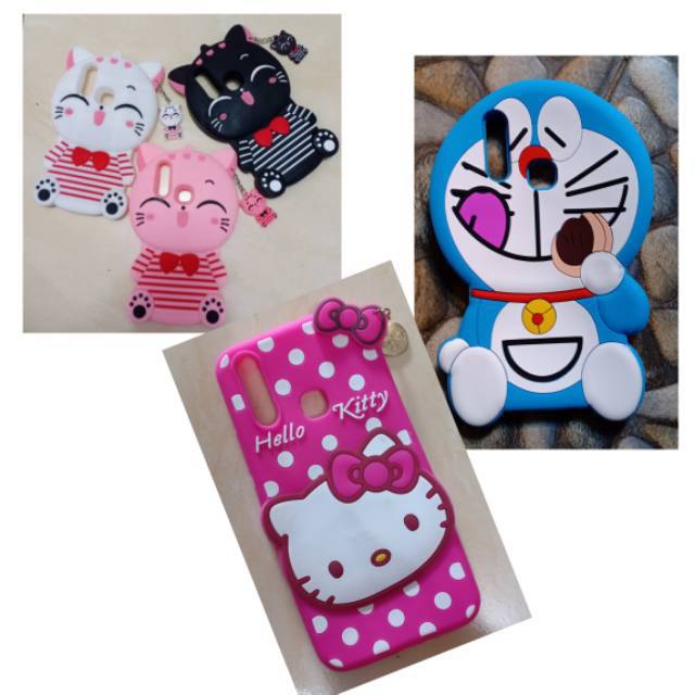 Softcase 3D Vivo Y11 Y12 Y15 Y17 2019 Cover silikon karakter kucing