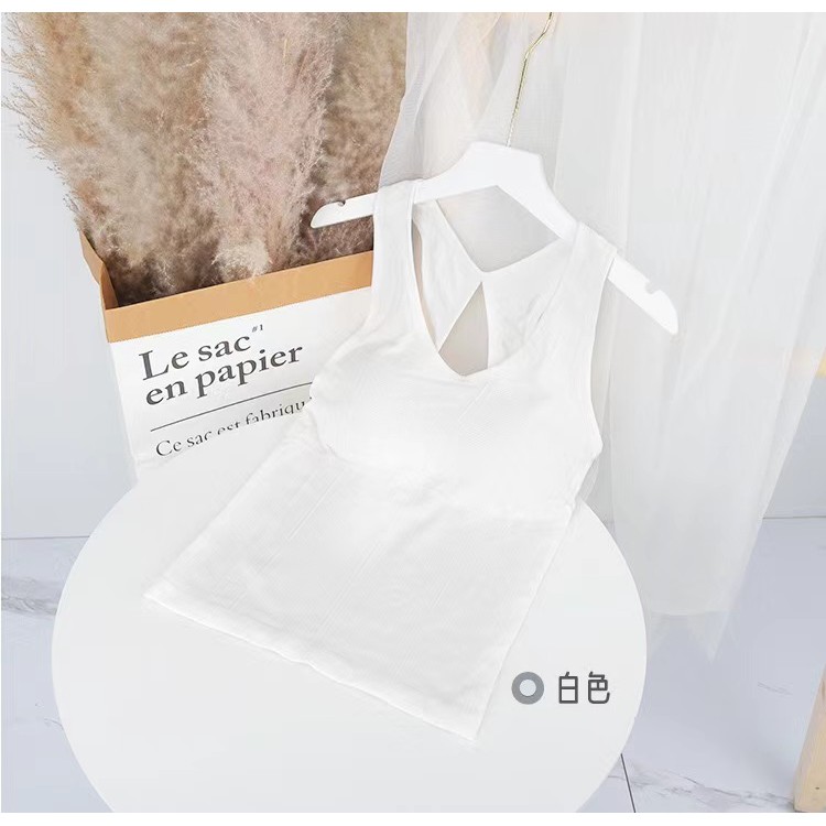 Tank top wanita / Tanktop Bra Korean Vneck  N2#-PUTIH