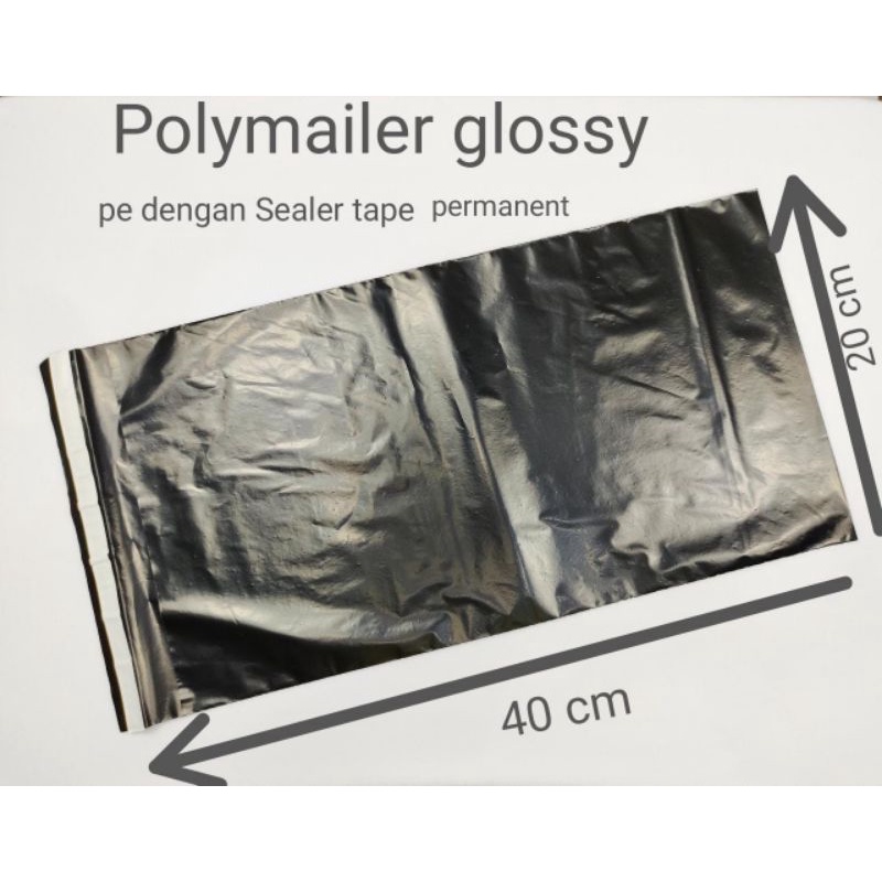 

10 Pcs 20x40 polymailer hitam glossy//Kantong Plastik Packing Polymailer