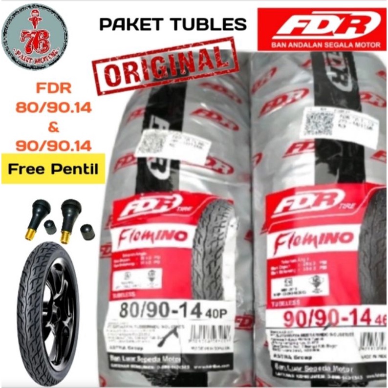 PAKET BAN TUBELESS FDR FLEMINO 80/90.14 &amp; 90/90.14 FREE PENTIL