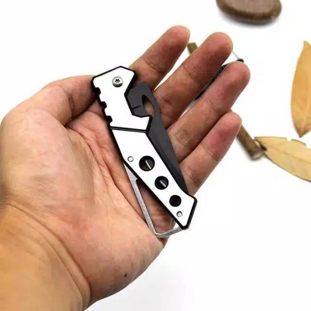 KNIFEZER Pisau Saku Lipat Mini Serbaguna Camping Gunung Knife Tactical Survival Outdoor Portable Pisau Lipat Saku Mini Serbaguna - W46 HITAM