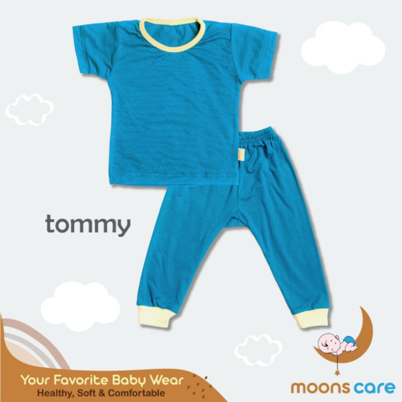 S M L MOONS Stelan Oblong Campur  POLOS Moons/ Baju Oblong Campur , setelan piyama anak PENDEK BAJU