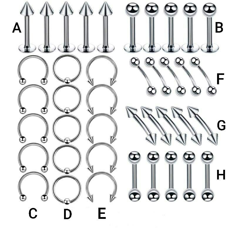 Aneka anting barbel jarum tindik untuk telinga alis bibir hidung