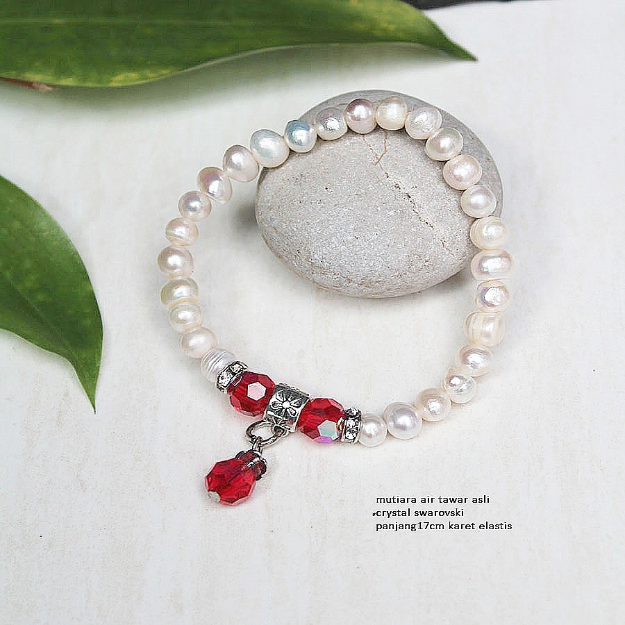 Gelang Mutiara + kistal swarovsky