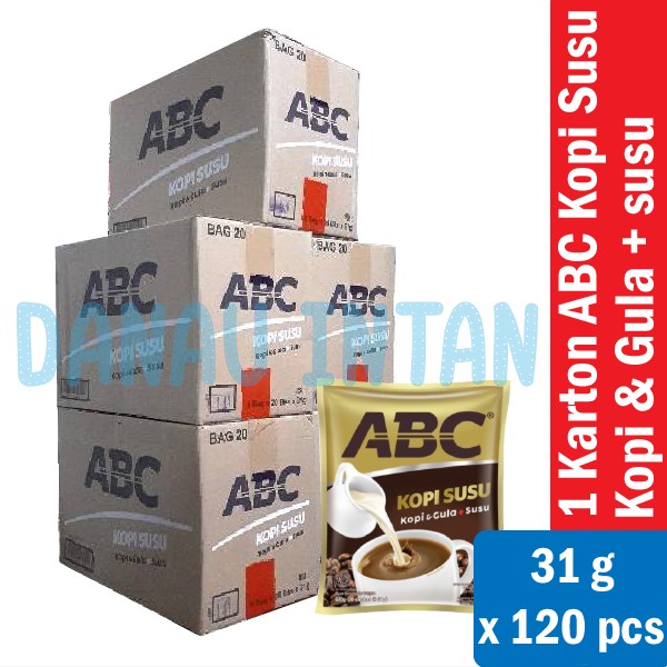 

1 Dus / Karton (Isi 31gr x 120 Sachets) Kopi Bubuk ABC Gula Susu