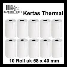 Kertas Struk 10 Roll Thermal Paper 58 X 30 Mm Untuk EDC Printer Zjiang Vrtec