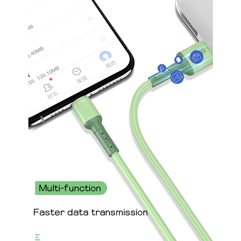 Kabel Data / Charger Micro USB / Tipe C 3A Fast Charging Bahan Silikon Untuk iPhone / Android