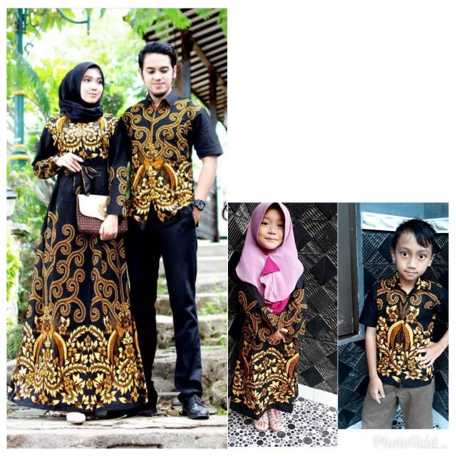 Baju batik couple keluarga muslim anak modern model gamis
