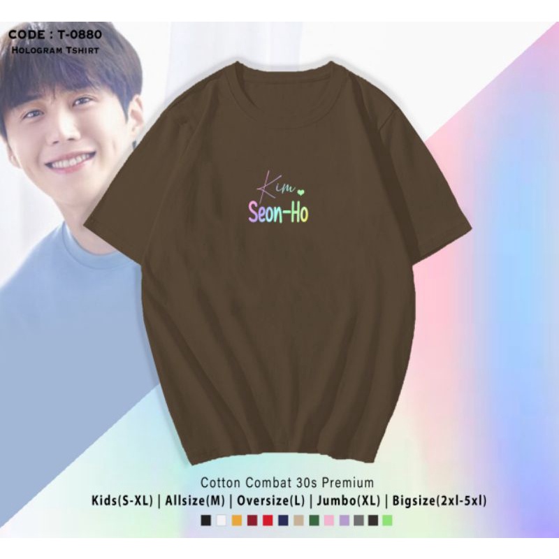 KAOS KIMSEONHO HOLOGRAM FONT LOVE/T-SHIRT KIM SEON HO HOLOGRAM RAINBOW/FREE PHOTO