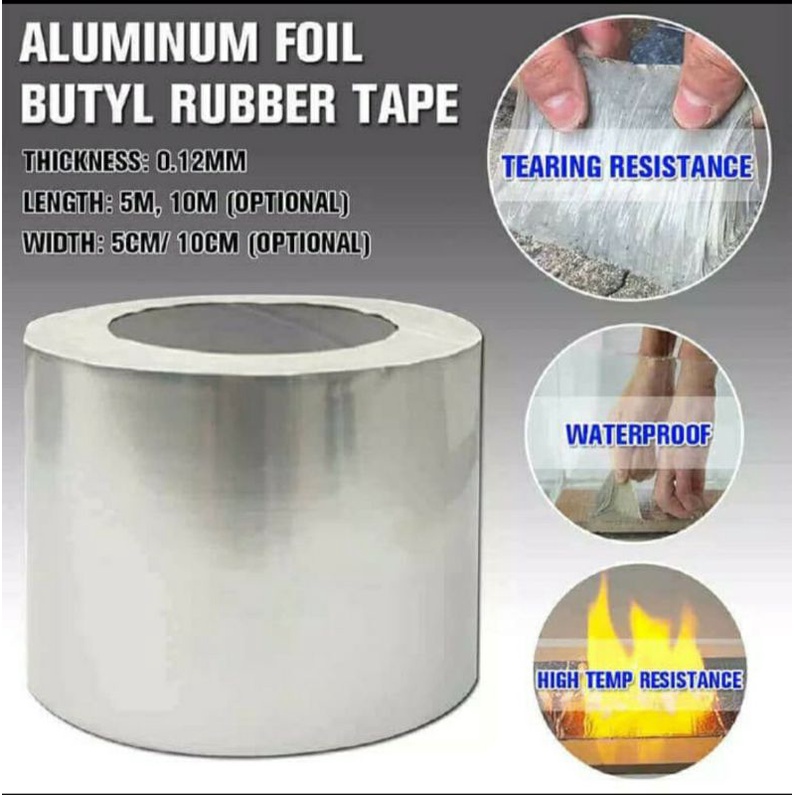 lakban aluminium foil anti bocor / waterproof tape / isolasi anti bocor / lem anti bocor