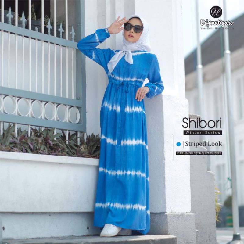 SHIBORI DRess By URFIMUTIYARO - Gamis Katun motif strip