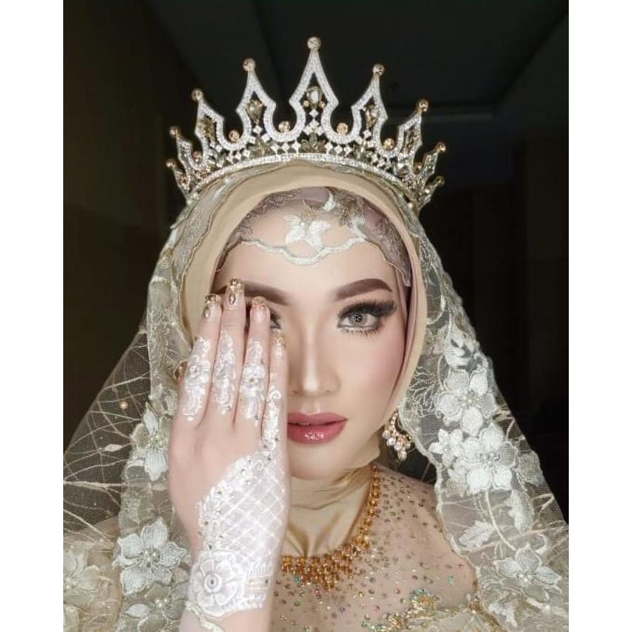 Deartiara Sampanye Emas Mahkota Berlian Imitasi Besar Tiara untuk Pengantin