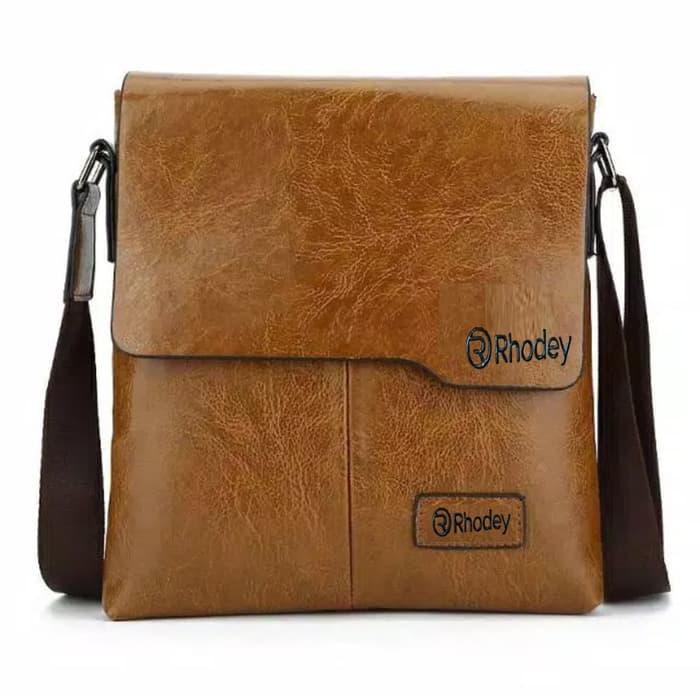 Terlaris Tas Selempang Slempang Pria Kulit Premium/Jeep Buluo - Cokelat Muda