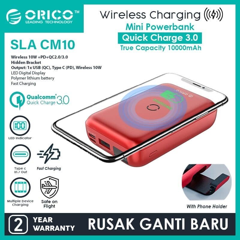 ORICO Powerbank Mini Fast Wireless Charge 10000mAh QC3.0 PD - SLA-CM10