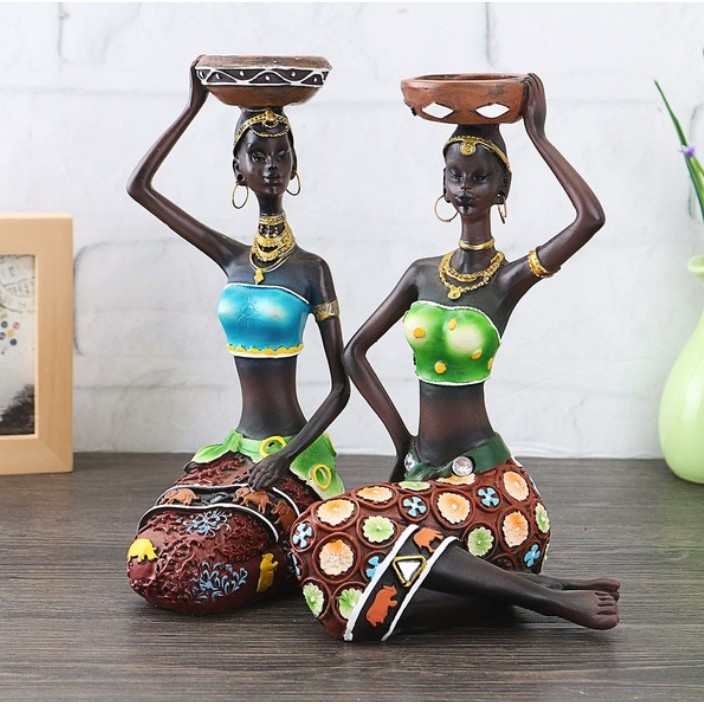 Dekorasi Tempat Lilin African Women 2pcs home decor etchnic etnik