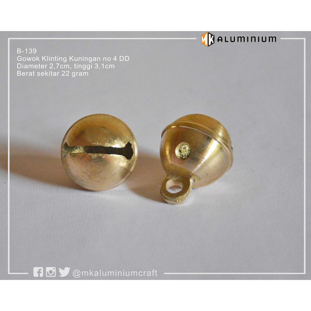 Klinting Gowok Kerincingan Kuningan Bandul Kalung Kucing No 4 Diameter 2,7cm B 139DD MK Aluminium
