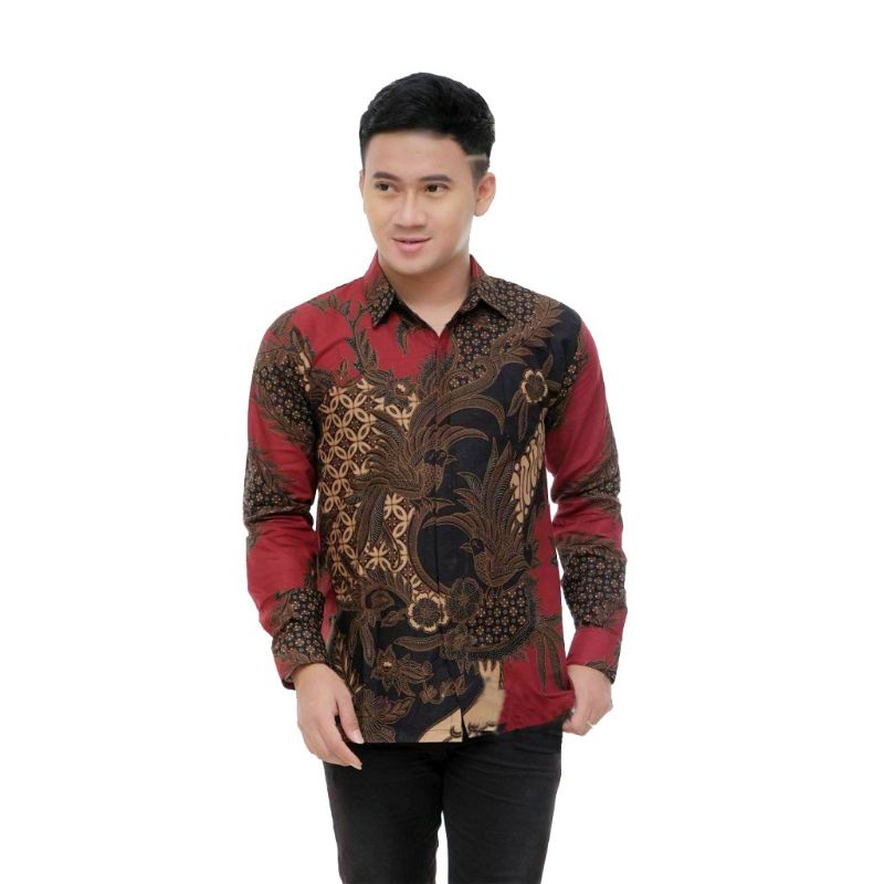 KEMEJA BATIK PRIA LENGAN PANJANG MURAH SERAGAM M L XL XXL