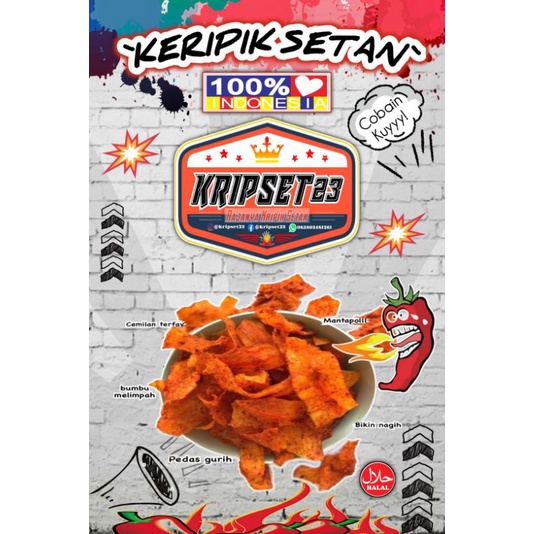 

Kripset (250gr) Keripik Setan Keripik Singkong Pedas