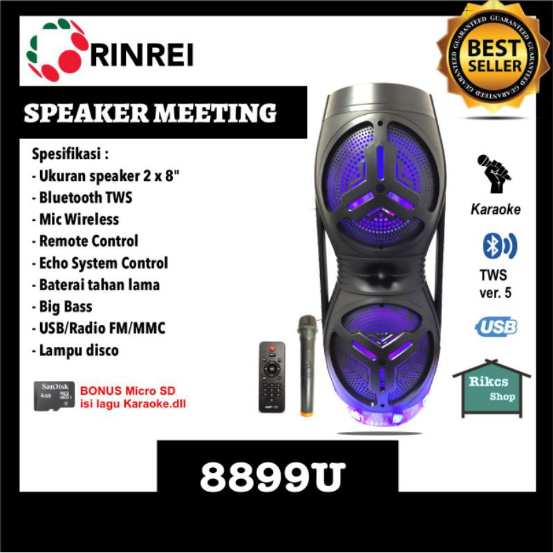Speaker Meeting Portable Karaoke Rinrei 8899U Langsung bisa Karaoke