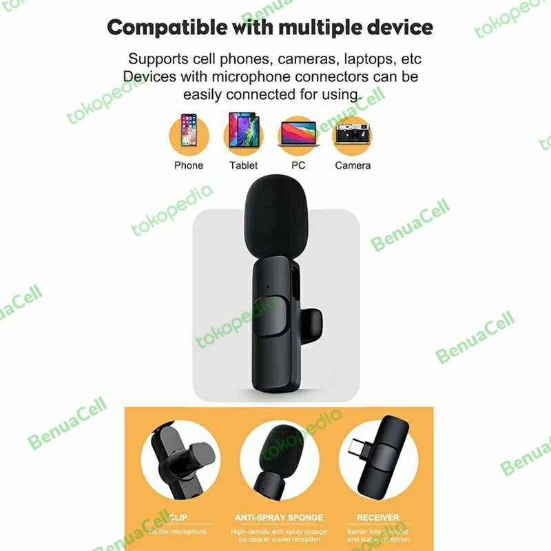 MICROPHONE WIRELESS FOR ANDROID IPHONE MIC LAVALIER WIRELESS LIVE SHOW - BC