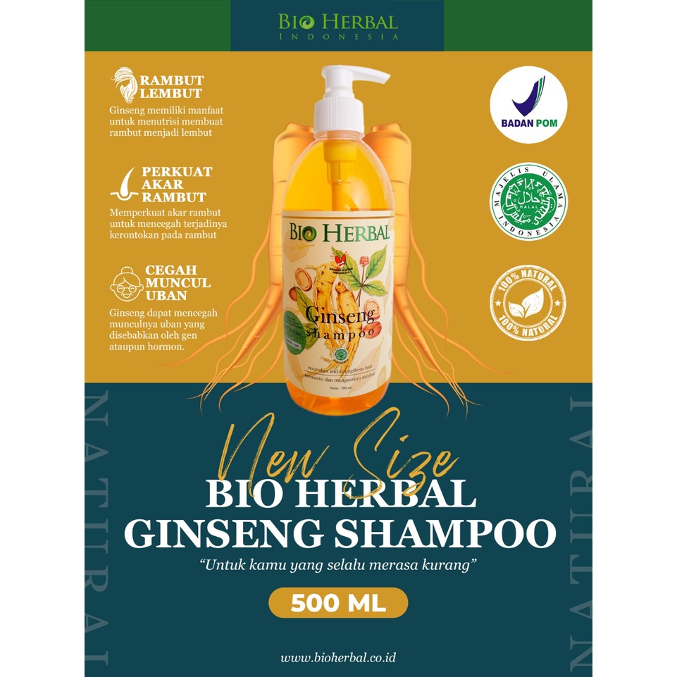 BIO HERBAL Shampo Ginseng BPOM 500ML Perawatan Rambut Herbal Original