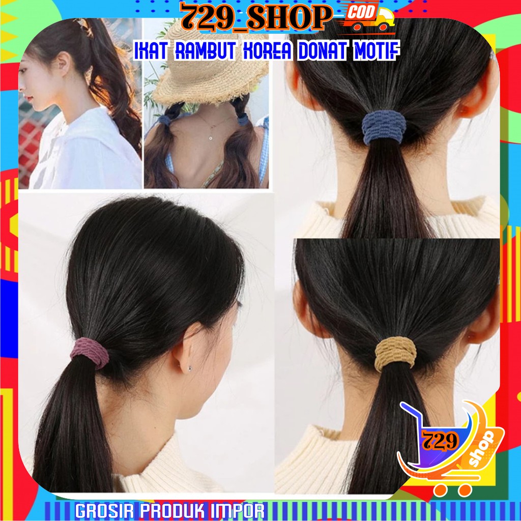 Ikat Rambut Korea Donat Premium Motif Gelombang dan Ulir Korean Style Import Best Seller