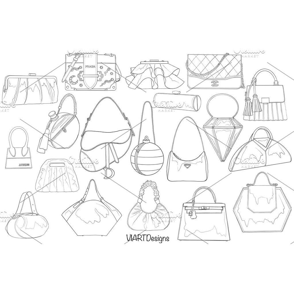 Procreate Brush - 75 Fashion Bags &amp; Outwear Stamps for Procreate