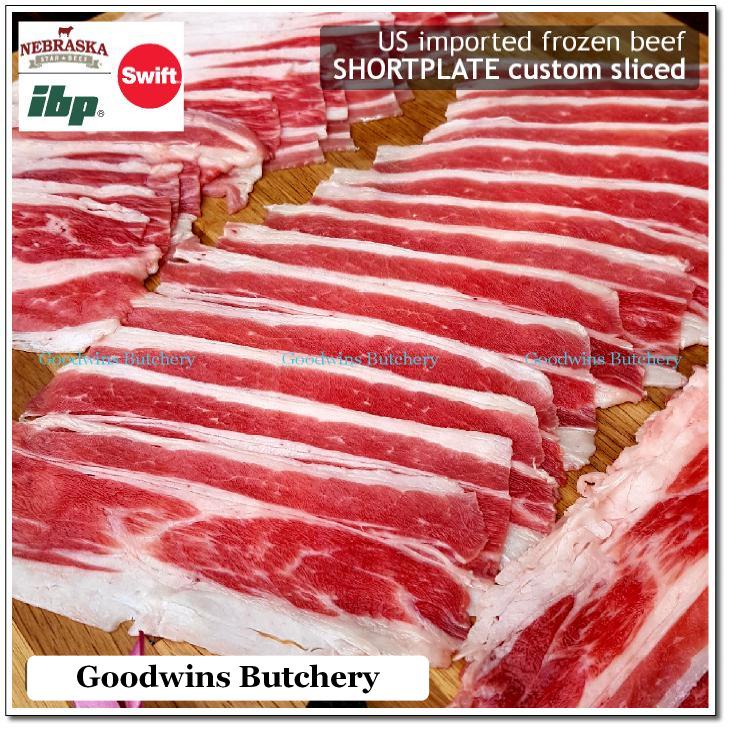 

1kg beef belly SHORTPLATE +/- 30% FAT daging sapi perut samcan ponta-de-agulha short plate USDA US CHOICE Swift CUSTOM SLICE