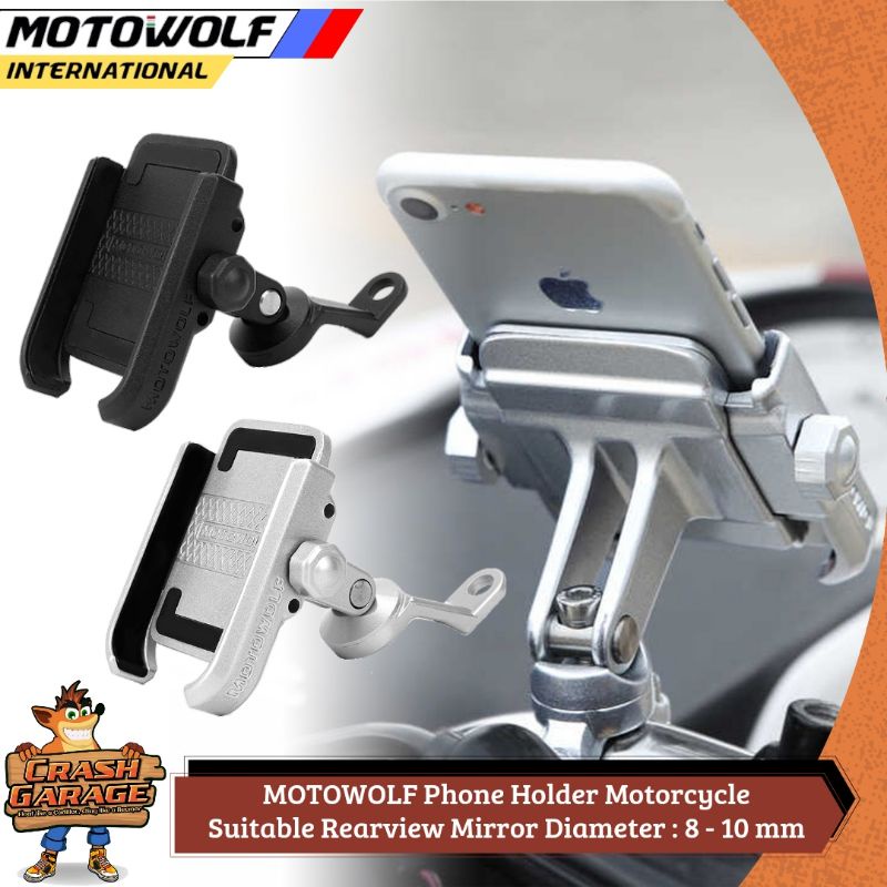 MOTOWOLF Holder Handphone Phone Stand Holder Hp Stang Spion Motor Dudukan Hp di Stang Spion Motor Ph