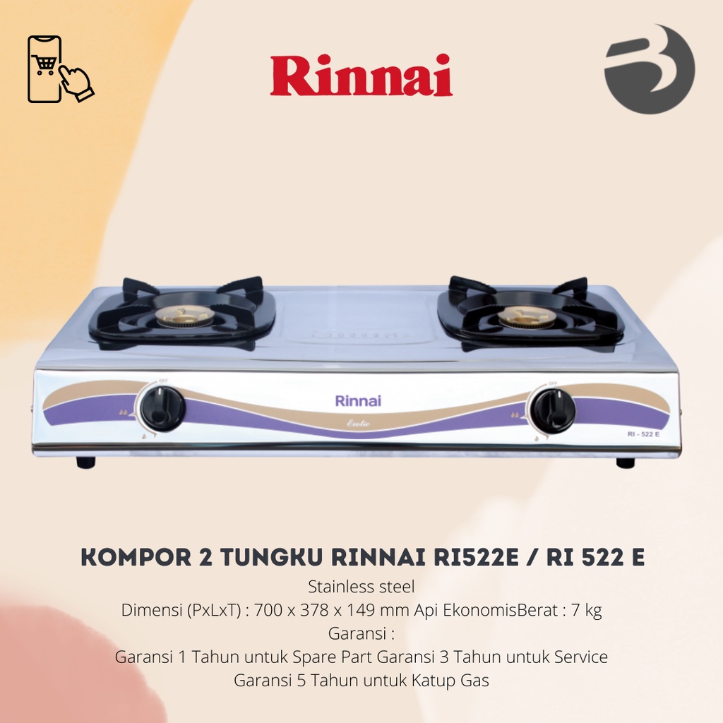 KOMPOR 2 TUNGKU RINNAI RI522E / RI 522 E