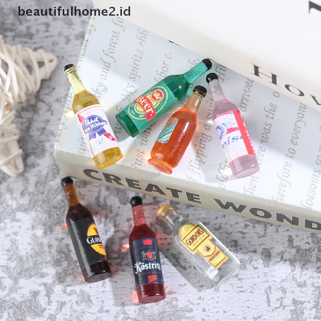 (Beautifulhome2.Id) 10pcs / Set Mainan Miniatur Botol Wine Bahan Resin Untuk Aksesoris Rumah Boneka 1 / 12