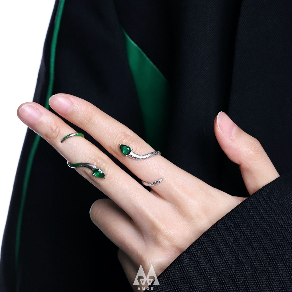 Cincin Model Ekor Ular Warna Hijau Untuk unisex