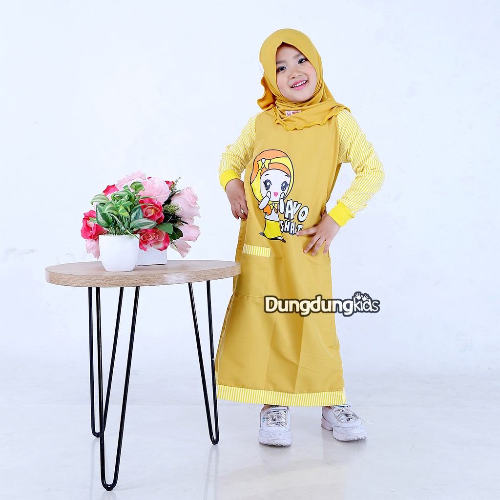  Baju  Muslim  Anak  Perempuan  Gamis Toyobo Ayo Sholat Kuning  