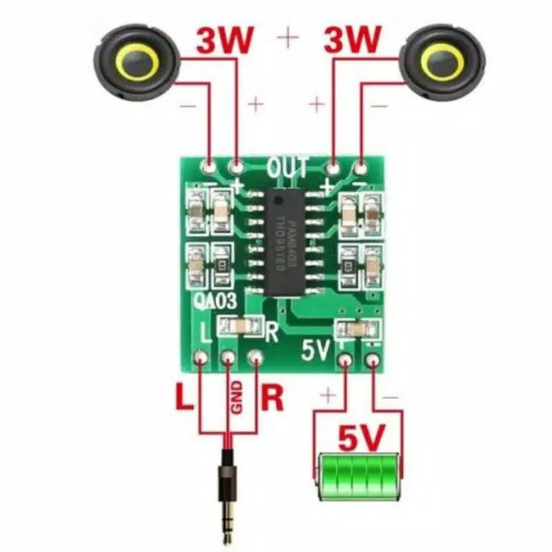 Kit ampli mini PAM 8403 stereo 5v clas D