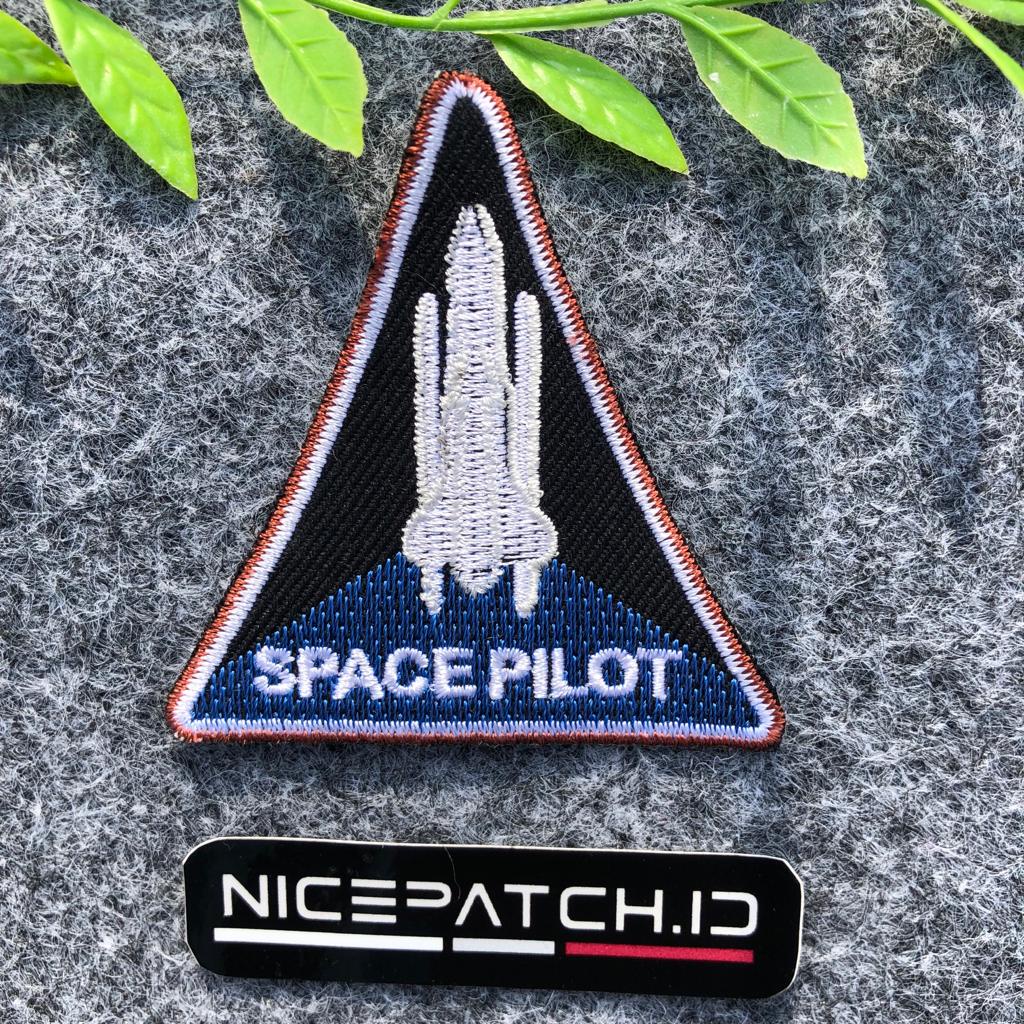 Patch Space Pilot V2 Emblem Bordir Jahit Murah keren bagus Nasa untuk ditempel di jaket Jeans Denim 