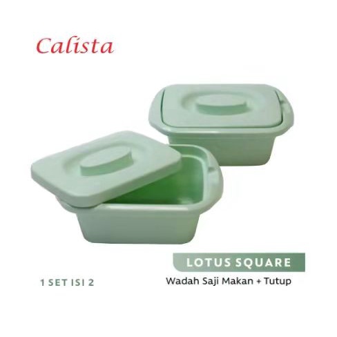 Calista Lotus Square Wadah Saji Makanan 700ml Set isi 2pcs Bahan BPA FREE Termurah