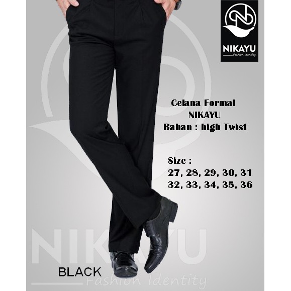 CELANA FORMAL PRIA HIGH TWIST SLIMFIT - KERJA KANTOR JAS FORMAL HITAM BAHAN PANJANG