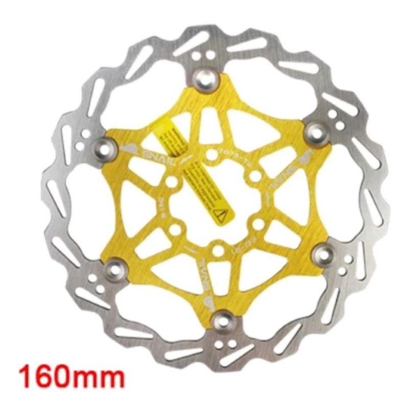 Snail Rotor Sepeda 160 mm Floating Disc Brake Rotor Bicycle Cakram Sepeda Gold