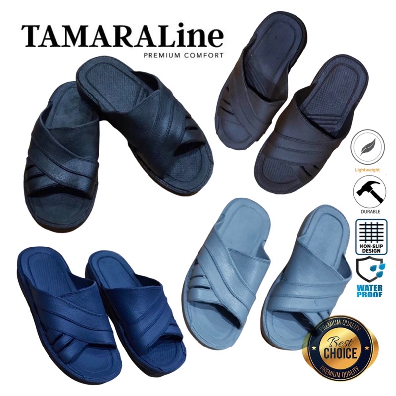 Sandal Selop Slide Slip on Karet Pria Dewasa / Remaja - TAMARALINE 53 / Bahan Premium Lentur Empuk Ringan Kuat Anti Slip Anti Air Model Sandal Casual Santai Rumah Hotel Outdoor Kamar Mandi Murah Original